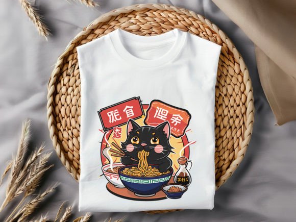 Cat Eating Ramen T-Shirt Design Review