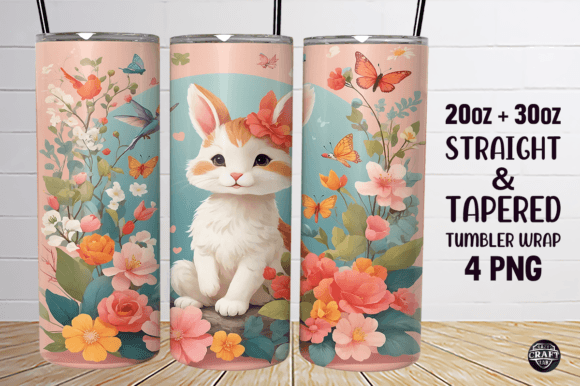 Cat Flowers Tumbler Wrap 20oz PNG Review
