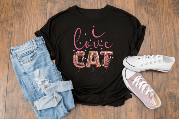 Cat Pink Gold Balloon T Shirt Design Review