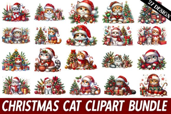 Christmas Cat Clipart Bundle Review for Embroidery Projects