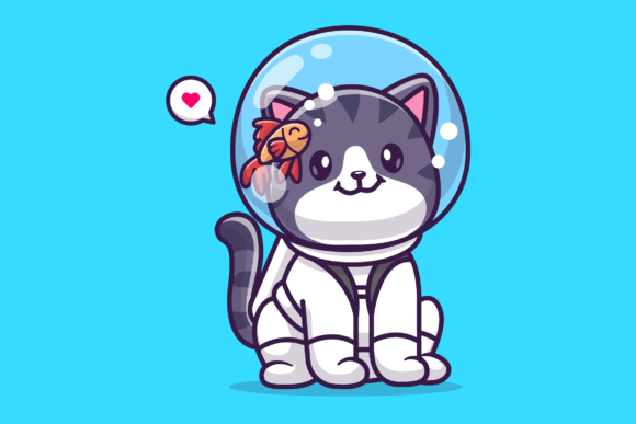 Cute Cat Astronaut Sitting with Fish Embroidery Review
