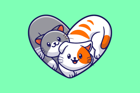 Cute Cat Couple with Love Shape Embroidery Review