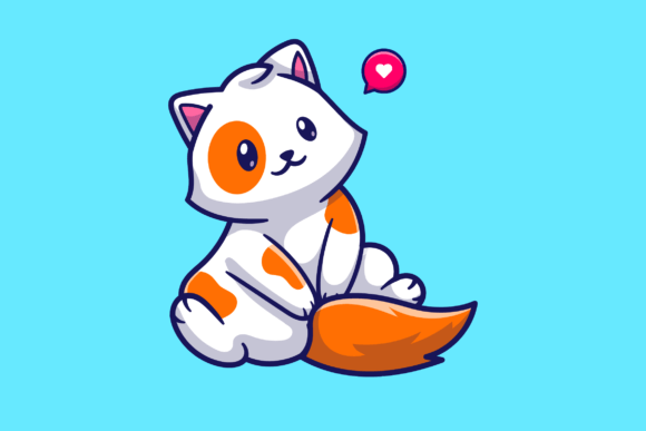 Cute Cat Sitting Cartoon Illustration Review