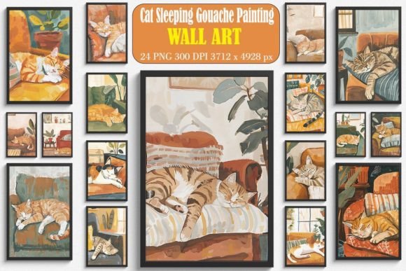 Cute Cat Sleeping Gouache Painting Art Bundle Review