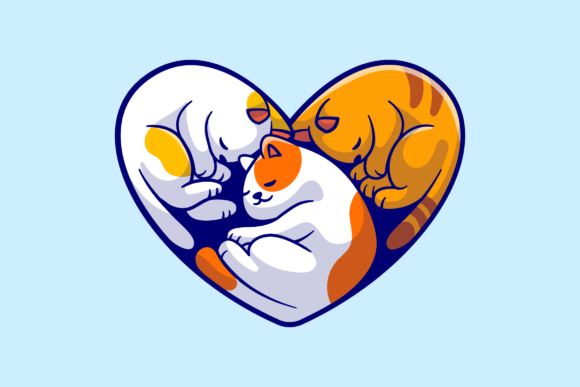Cute Cat Sleeping with Love Shape Review