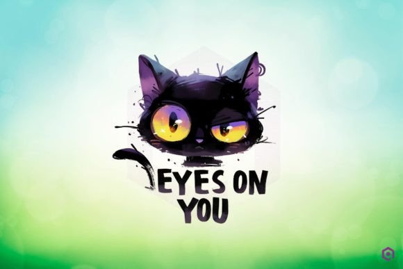 Halloween Black Cat EYES on YOU Clipart PNG Review