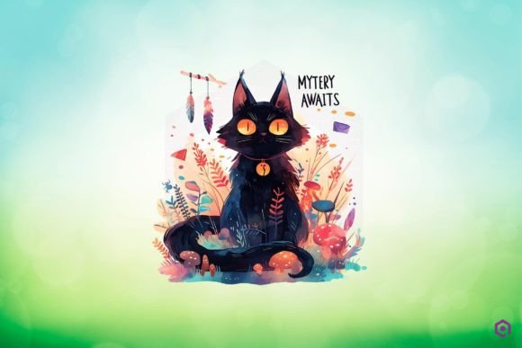 Halloween Black Cat MYSTERY AWAITS Clipart PNG Review
