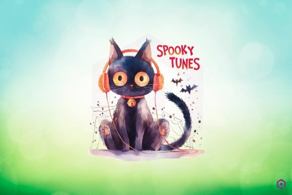 Halloween Black Cat SPOOKY TUNES Clipart PNG Review