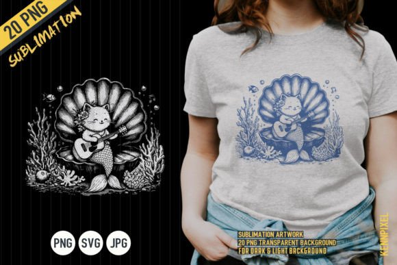 Little Cat Mermaid Playing Guitar Embroidery Design Review