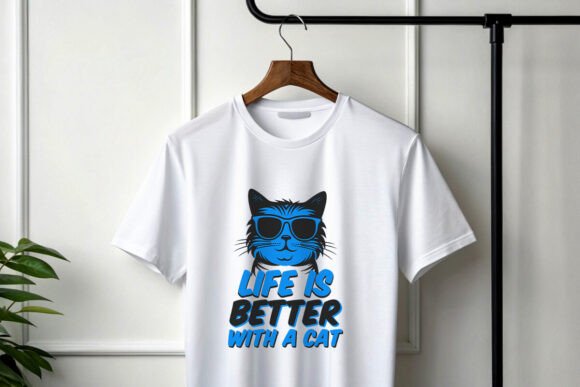 Modern Life is Better with a Cat T-Shirt Design