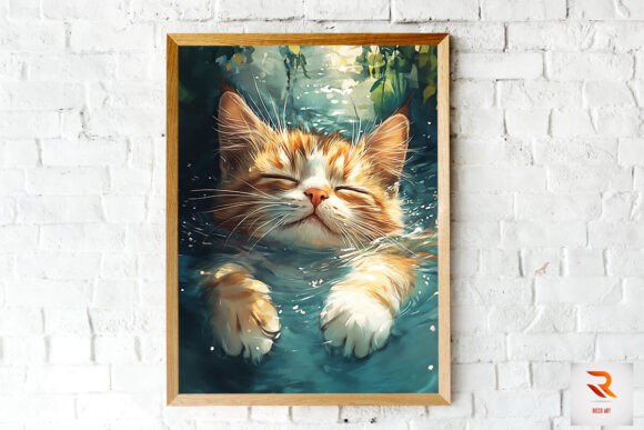 Orange Cat Floating on Water Wall Art Review