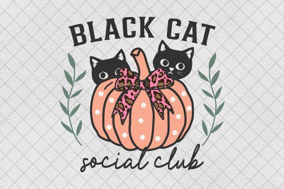 Pink Pumpkin Halloween Black Cat Embroidery Design
