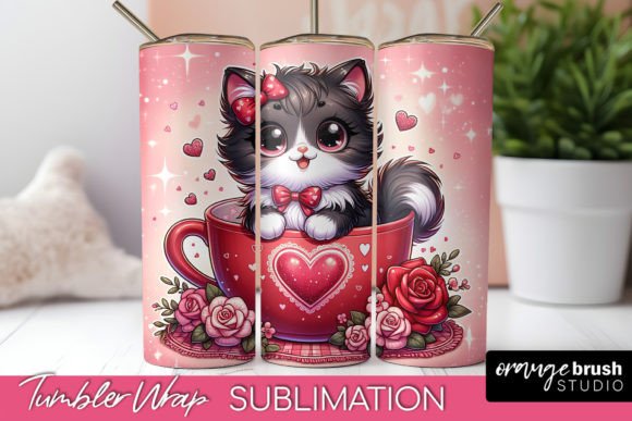Valentine Tumbler Wrap PNG for Cat Lover Review